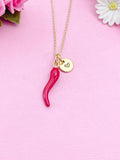 Gold Red Hot Chili Pepper Charm Necklace, Red Chili Charm, Red Pepper Charm, Hot and Spicy Charm,  Foodie Gift, Personalized Gift, N1697