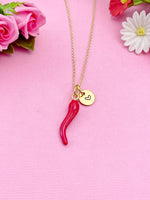 Gold Red Hot Chili Pepper Charm Necklace, Red Chili Charm, Red Pepper Charm, Hot and Spicy Charm,  Foodie Gift, Personalized Gift, N1697