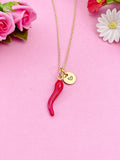 Gold Red Hot Chili Pepper Charm Necklace, Red Chili Charm, Red Pepper Charm, Hot and Spicy Charm,  Foodie Gift, Personalized Gift, N1697