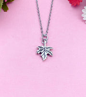 Silver Maple Leaf Charm Necklace, N45
