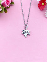Silver Maple Leaf Charm Necklace, N45