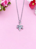 Silver Maple Leaf Charm Necklace, N45