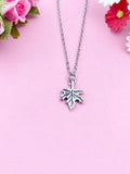Silver Maple Leaf Charm Necklace, N45