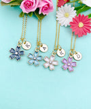 Gold Sakura Flower Charm Necklace, Japanese Cherry Blossom, N5911A