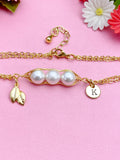 Gold Shell Pearl Leaf Charm Bracelet, N6052