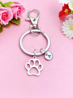 Silver Stainless Steel Paw Keychain, N3871B