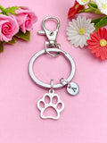 Silver Stainless Steel Paw Keychain, N3871B