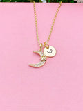 Gold Moon Star Zirconia Charm Necklace, N6053