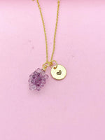Grape Necklace, Gold Purple Grape Necklace, Girlfriends Gift, N5159