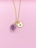 Grape Necklace, Gold Purple Grape Necklace, Girlfriends Gift, N5159