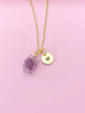 Grape Necklace, Gold Purple Grape Necklace, Girlfriends Gift, N5159