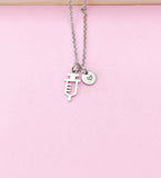 Silver Medical Injection Syringe Charm Necklace, Doctor Nurse Gifts, N2979
