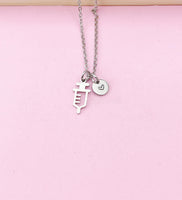 Silver Medical Injection Syringe Charm Necklace, Doctor Nurse Gifts, N2979