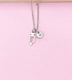 Silver Medical Injection Syringe Charm Necklace, Doctor Nurse Gifts, N2979