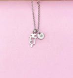 Silver Medical Injection Syringe Charm Necklace, Doctor Nurse Gifts, N2979