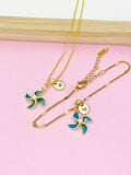 Gold Pinwheel Charm Bracelet or Necklace, DN5171A