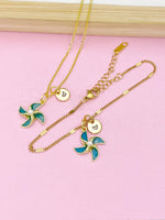 Gold Pinwheel Charm Bracelet or Necklace, DN5171A