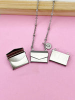 Silver Love Letter Envelope Pendant Necklace, Tarnish Resistant 316 Stainless Steel, N6055