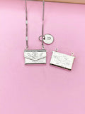 Silver Handbag with Flower Pendant Necklace, Brass Locket Pendants, N6056