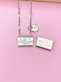 Silver Handbag with Flower Pendant Necklace, Brass Locket Pendants, N6056