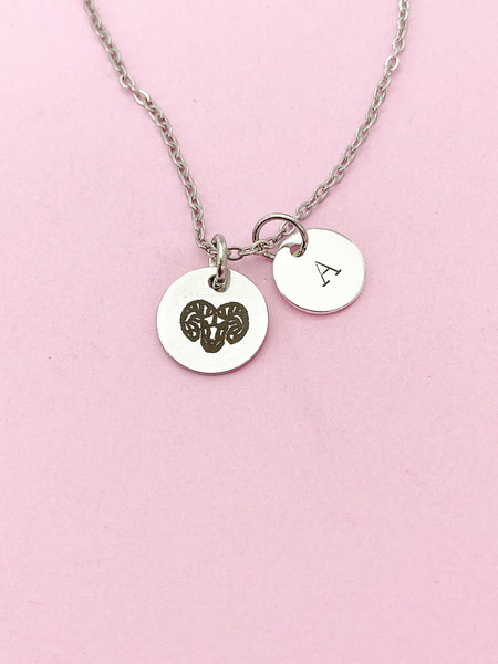 Silver or Gold Aries Charm Necklace, Aries Ram, D479