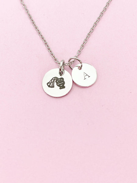 Silver or Gold Aquarius Water Bearer Charm Necklace, D485