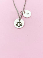 Silver or Gold Libra Scales Charm Necklace, D487