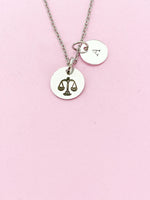 Silver or Gold Libra Scales Charm Necklace, D487