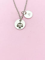 Silver or Gold Libra Scales Charm Necklace, D487