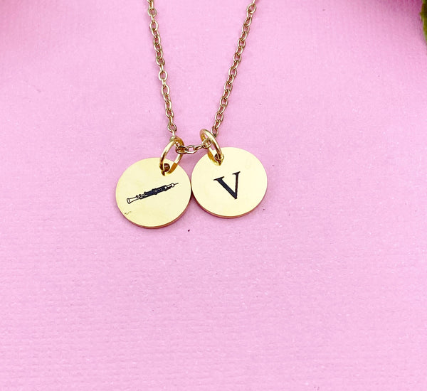 Gold or Silver Oboe Charm Necklace Music Instrument School Marching Band Gifts, D508A