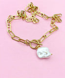 Natural Freshwater Shell Paperclip Toggle Clasps Necklace, N6059A