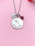 Silver Lacrosse Stick Coach Charm Necklace, D490