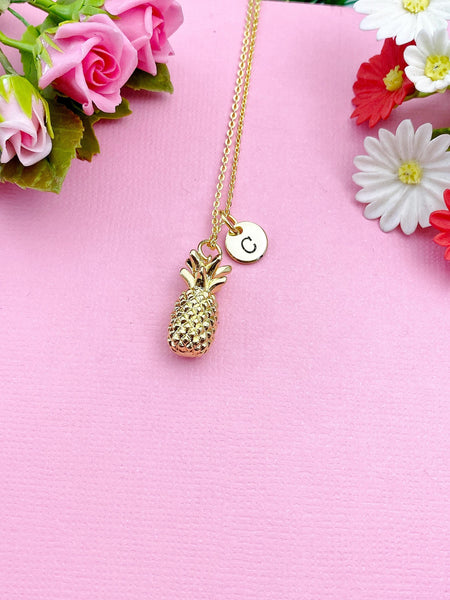 Gold Pineapple Charm Necklace, Ananas Fruit Necklace, Birthday Gift, N5168