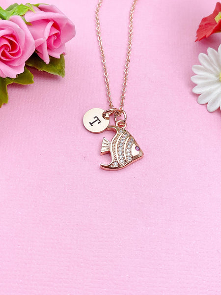 Rose Gold Fish Charm Necklace, N3156