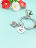 Firefighter Helmet Badge Number Charm Keychain, Fireman Gifts Ideas, Personalized Customized Made to Order, N1242C