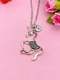 Unicorn Skeleton Charm Necklace, Silver Necklace, N5146