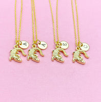 Gold Alligator Necklace, Crocodile Necklace, Personalized Customized Jewelry, N5400B