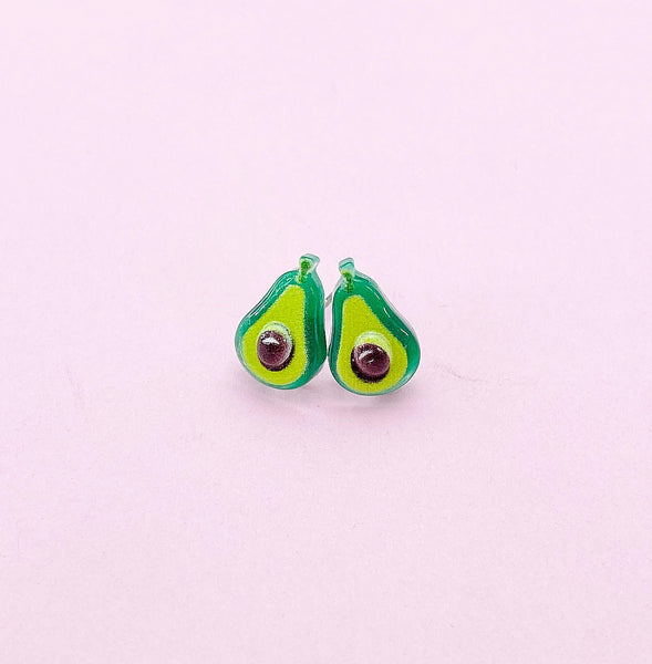 Avocado Silver Stud Earrings, Surgical Stainless Steel, N6060