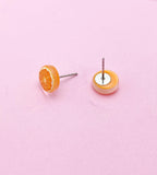 Orange Slice Earrings, Silver Stud Earrings, Surgical Stainless Steel, N6062