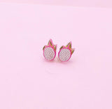 Dragon Fruit Slice Silver Stud Earrings, Surgical Stainless Steel, N6064