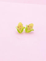 Corn Cob Silver Stud Earrings, Surgical Stainless Steel, N6065