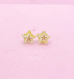 Starfruit Carambola Silver Stud Earrings, Surgical Stainless Steel, N6066