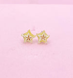 Starfruit Carambola Silver Stud Earrings, Surgical Stainless Steel, N6066