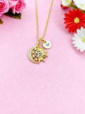 Moon with Sun Charms Necklace, Gold Zirconia Moon Necklace, N3803
