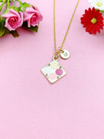 Eyeshadow Palette Makeup Puff Charm Gold Necklace, Rhombus, Makeup Artist Jewelry Gift, N5863
