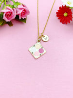 Eyeshadow Palette Makeup Puff Charm Gold Necklace, Rhombus, Makeup Artist Jewelry Gift, N5863