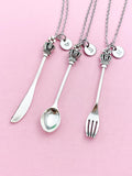 Kitchen Utensil Cross Crown Spoon Charm Necklace, Fork, Knife, N5604A