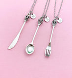 Kitchen Utensil Cross Crown Spoon Charm Necklace, Fork, Knife, N5604A