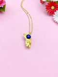 Astronaut Reach Star Charm Gold Necklace, Birthday Gifts, N5185A