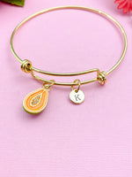 Papaya Charm Bracelet Bangle, Gold, Orange Papaya Charm, N5726B